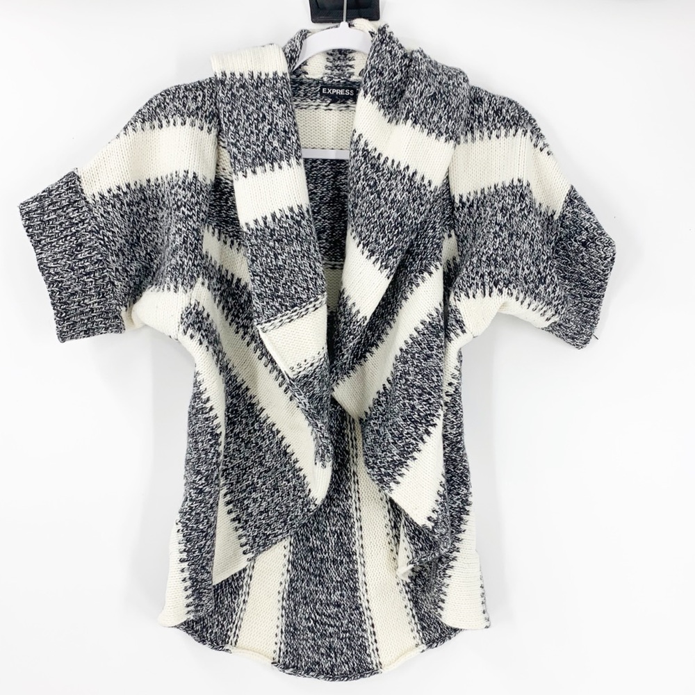 Express Cream Black Striped Bolero Cardigan XS